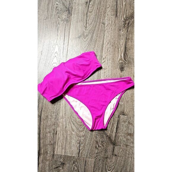 Shade & Shore Ribbed Bandeu 2-Piece Bikini Women's Size Medium / 36B - Picture 1 of 7